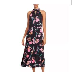 Milly Adrian Floating Botanical Halter Midi Dress Size 4